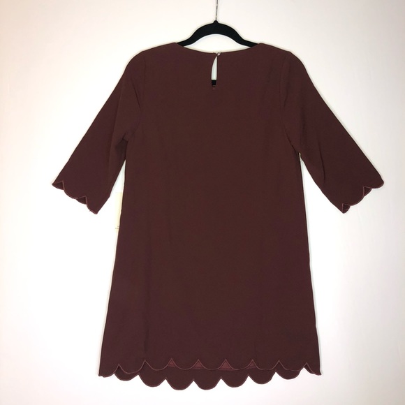 TOBI Scallop Shift Dress Maroon Red Small Keyhole Half Short Sleeve - Picture 6 of 8